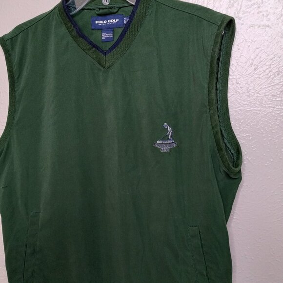 POLO GOLF RALPH LAUREN FOREST GREEN V-NECK GOLF VEST SIZE M